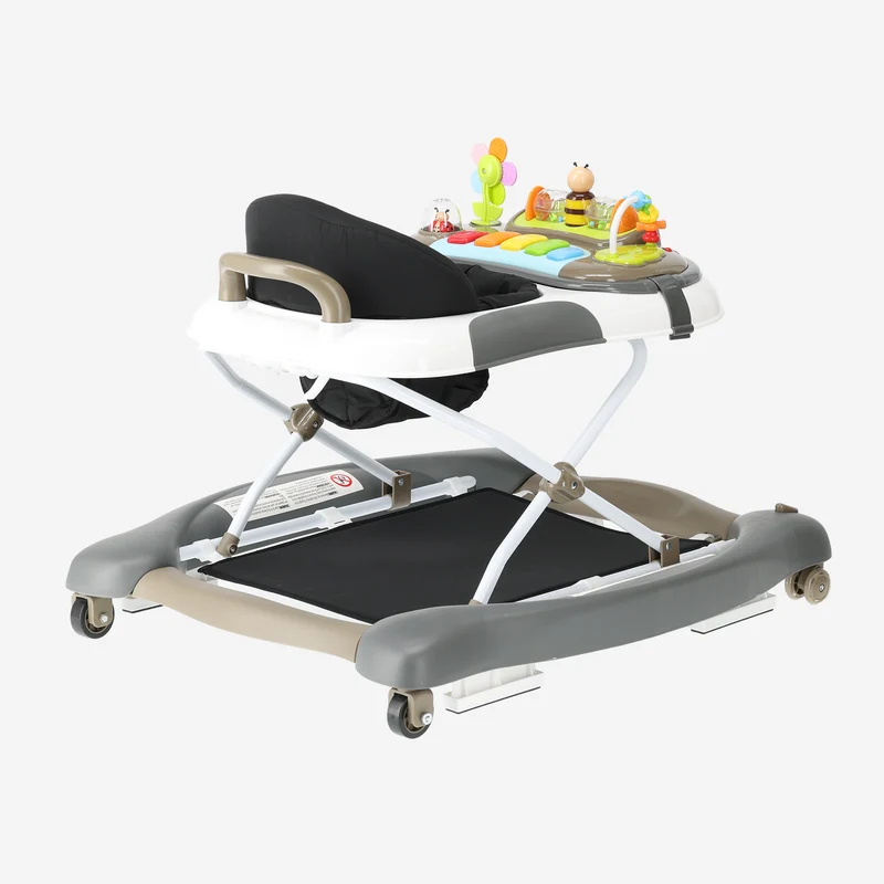 Deryan Luxuriöser 4-in-1-Kinderwagen - Schaukelfunktion - Inklusive Spielset und Tablett - faltbar - Braun