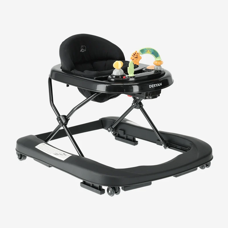 Deryan Luxuriöser 2-in-1-Kinderwagen - Schaukelfunktion - Inklusive Spielset und Tablett - faltbar - Schwarz