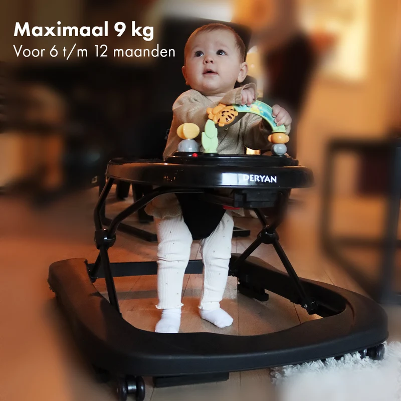 Deryan Luxuriöser 2-in-1-Kinderwagen - Schaukelfunktion - Inklusive Spielset und Tablett - faltbar - Schwarz