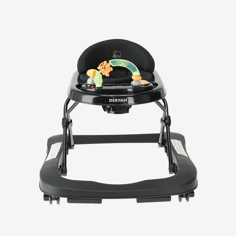 Deryan Luxuriöser 2-in-1-Kinderwagen - Schaukelfunktion - Inklusive Spielset und Tablett - faltbar - Schwarz