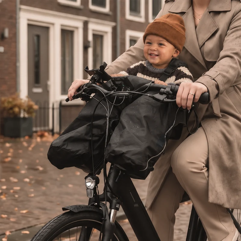 DERYAN Bike-a-way Jepp/Mini Fietsstoeltje voor - fiets Regenhoes - warme jas en windbreaker + regenponcho