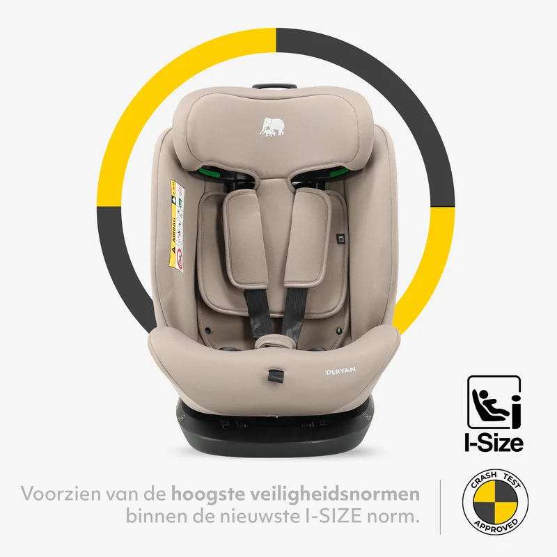 Clyde I-Size Autostoel - Geschikt vanaf 40 tot 150 cm - Groep 0/1/2/3 - Te bevestigen met gordel - Truffle Nougat