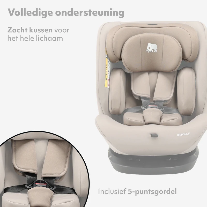Clyde I-Size Autostoel - Geschikt vanaf 40 tot 150 cm - Groep 0/1/2/3 - Te bevestigen met gordel - Truffle Nougat