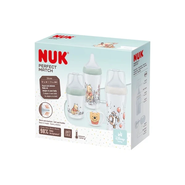 Nuk Perfect Match Geschenkset Winnie Pooh * 3x Babyflasche & 1x Schnuller & Box