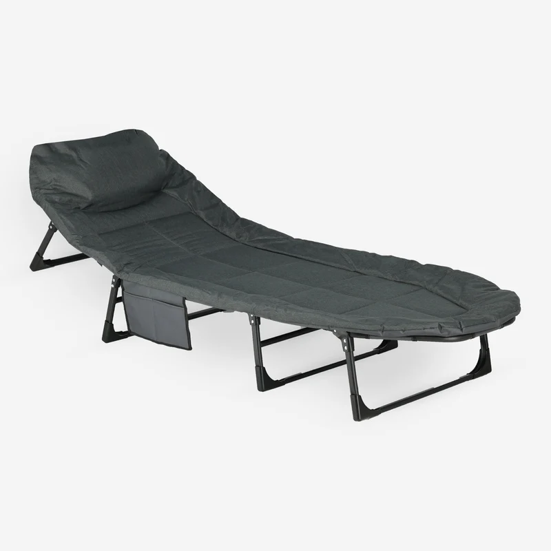 Mooiys Opvouwbaar Veldbed – Campingbed met Verstelbare Rugleuning – Grijs