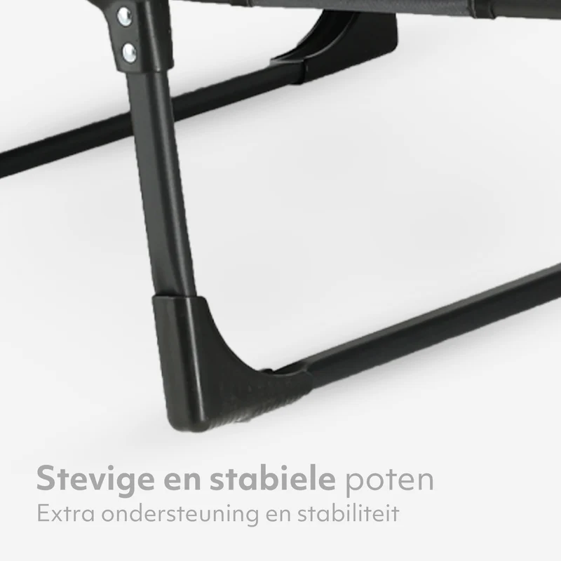 Mooiys Opvouwbaar Veldbed – Campingbed met Verstelbare Rugleuning – Grijs