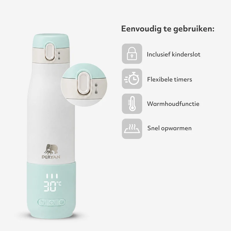 Draagbare Elektrische Flesverwarmer - Draadloos - Mint