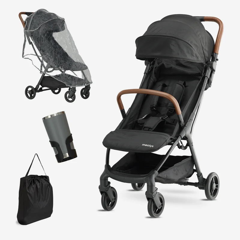 Mooiys Ash Buggy – Kompakter Kinderwagen – Schwarz