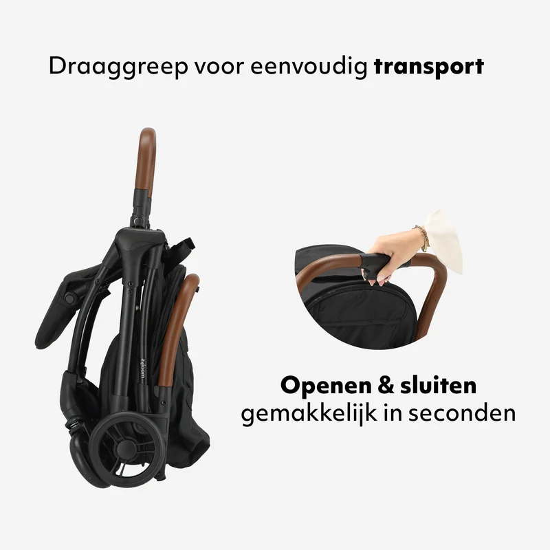 Mooiys Ash Buggy – Kompakter Kinderwagen – Schwarz