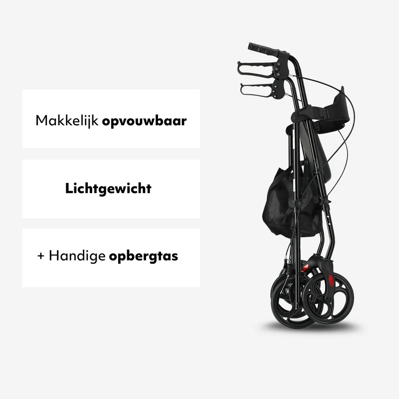 Mooiys Brian Rollator – leicht und zusammenklappbar – mit Sitzfunktion – für drinnen und draußen