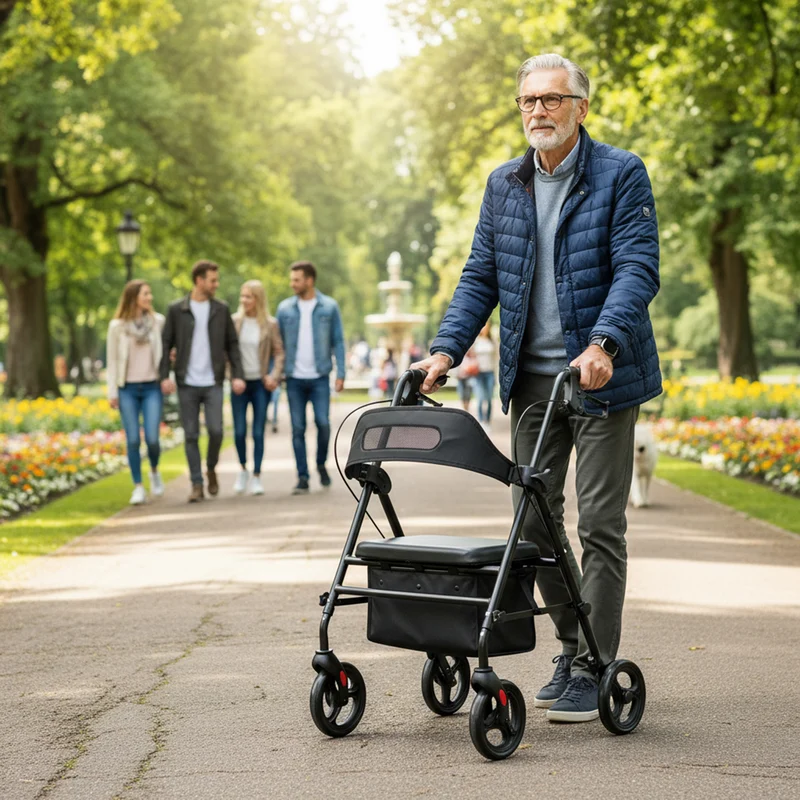 Mooiys Brian Rollator – leicht und zusammenklappbar – mit Sitzfunktion – für drinnen und draußen