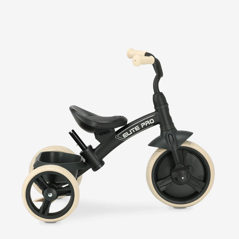 QPlay Elite Pro Luxe Driewieler met duwstang - Zwart