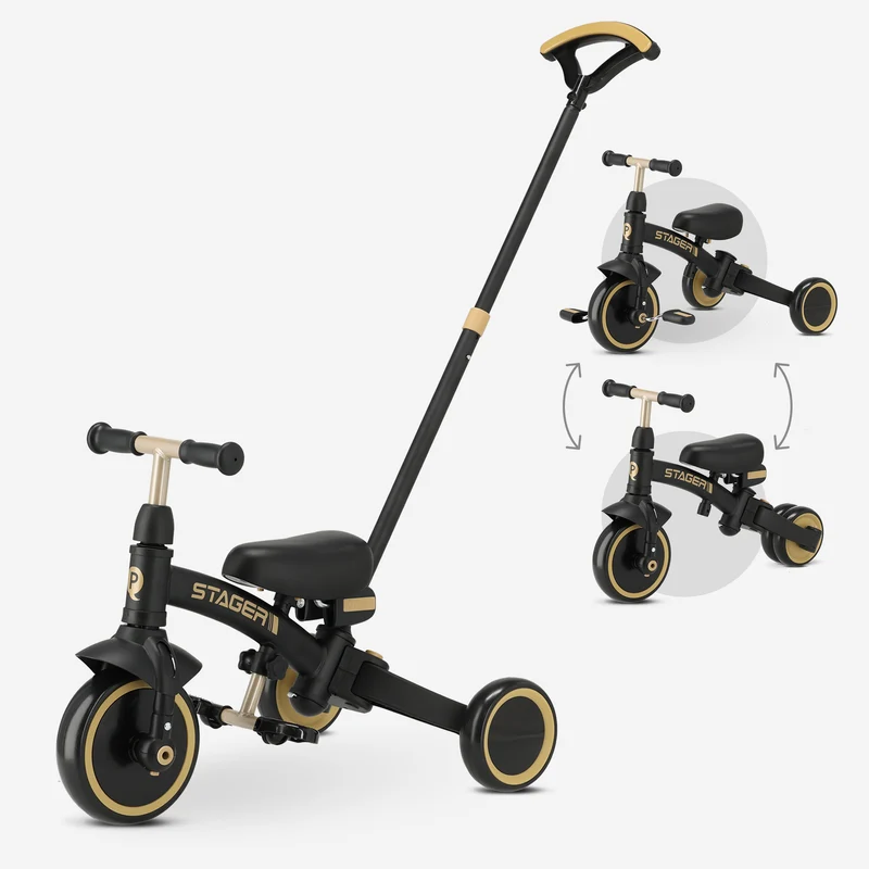 Qplay Stager 3-in-1 Dreirad - Schwarz/Gold