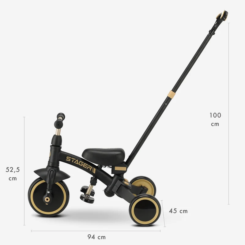 Qplay Stager 3-in-1 Dreirad - Schwarz/Gold