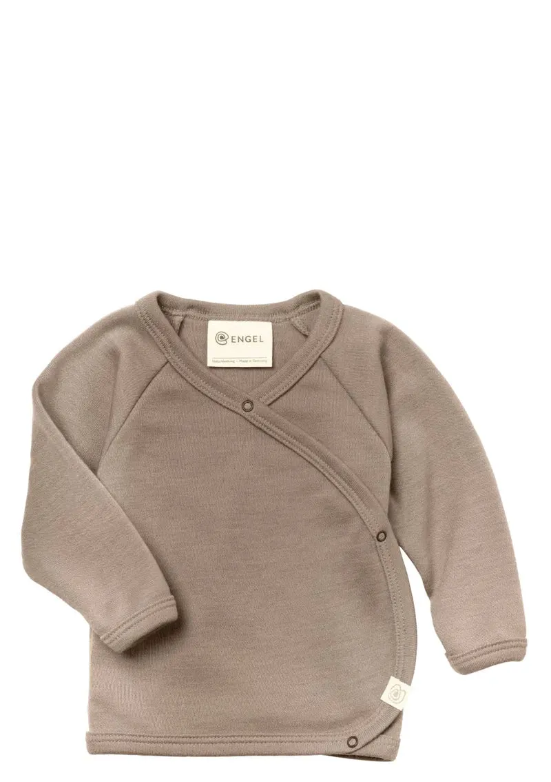Wolle/Seide Langarm-Wickelshirt Sand