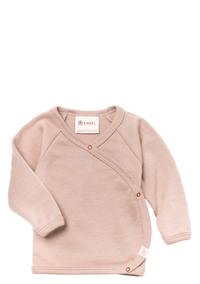 Wolle/Seide Langarm-Wickelshirt Dustyrose