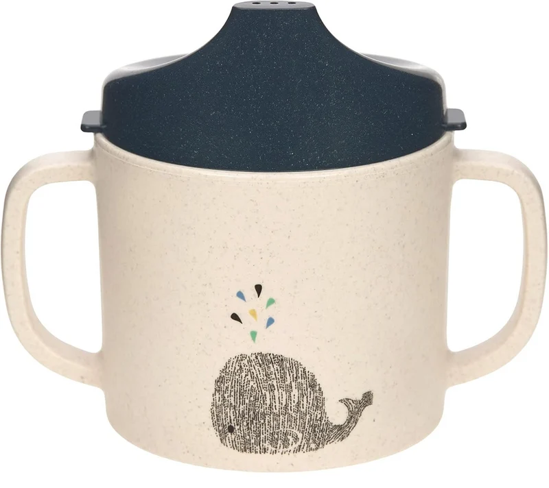 LASSIG Sippy Cup Little Water Whale kubek z ustnikiem 150 ml 6 m+