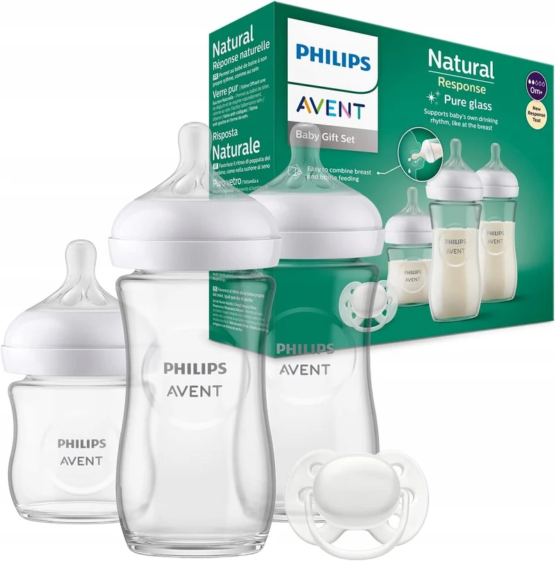 PHILIPS AVENT Natural Response zestaw 3 butelki SZKLANE + smoczek