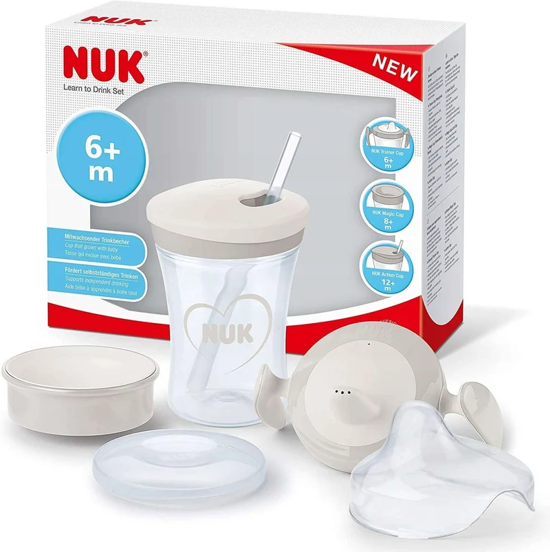 NUK zestaw do nauki picia kubek + 3 ustniki
