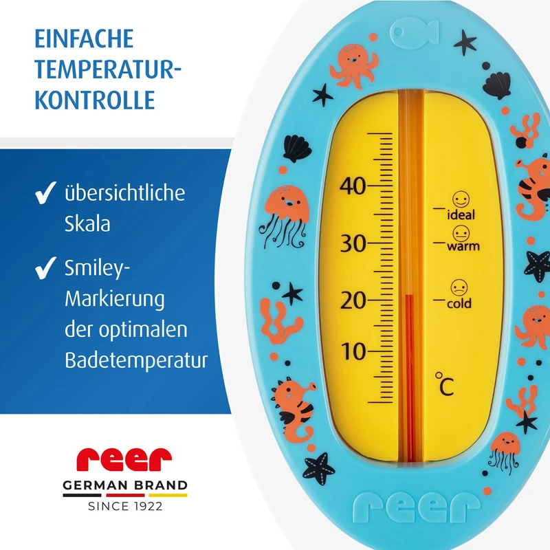 reer Baby Badethermometer mit großer Skala, Petrol Blau