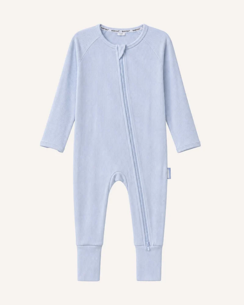 BABYGO® Schieferblauer gerippter Schlafanzug mit Reißverschluss