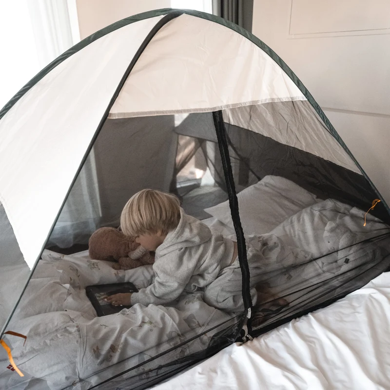 Bettzelt Pop-Up Creme - 200x90cm - Moskitonetz höchster Qualität