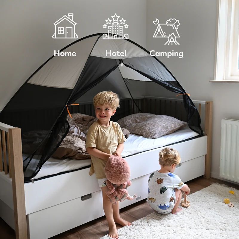 Bettzelt Pop-Up Creme - 200x90cm - Moskitonetz höchster Qualität