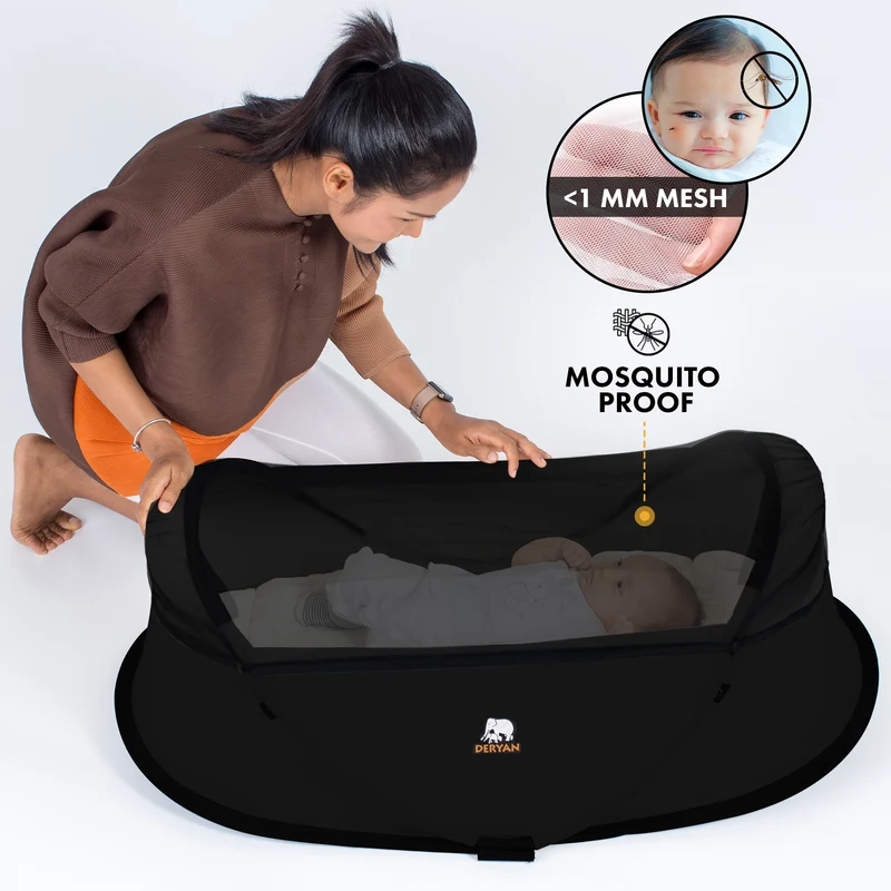 Deryan Infant BabyBox Camping Kinderbett - Baby Moskitonetz - Schwarz