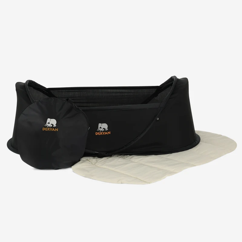 Deryan Infant BabyBox Camping Kinderbett - Baby Moskitonetz - Schwarz