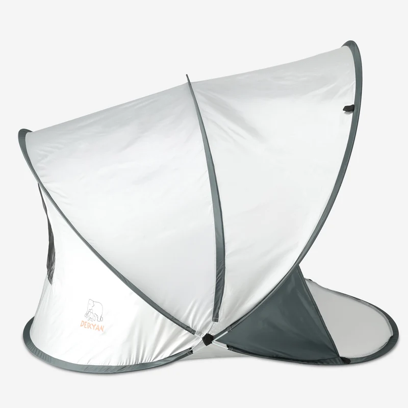 Deryan Luxuriöses Pop Up Strandzelt XXL - Anti-UV 50+ - Silber