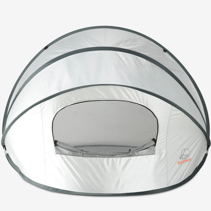 Deryan Luxuriöses Pop Up Strandzelt XXL - Anti-UV 50+ - Silber