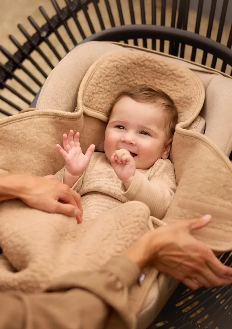 Merino Einschlagdecke für Babyschale 'Sherpa' Natural