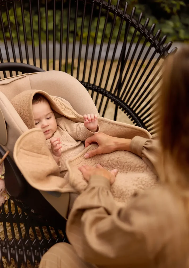 Merino Einschlagdecke für Babyschale 'Sherpa' Natural