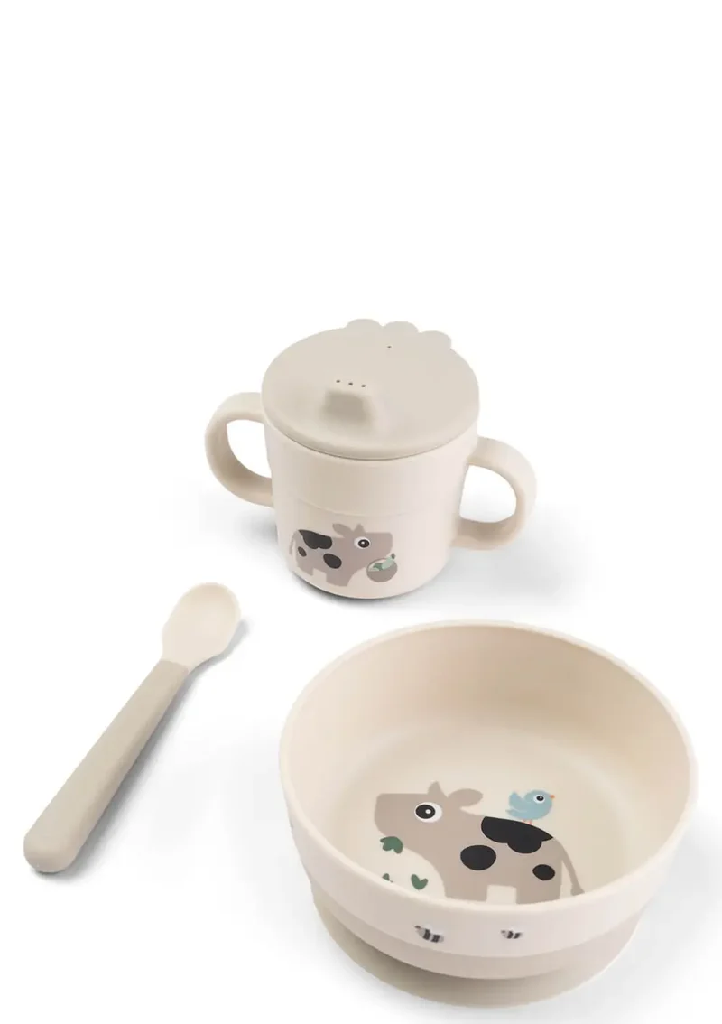 Geschirr-Set mit Saugfuß 'Foodie First Meal' Tiny farm sand