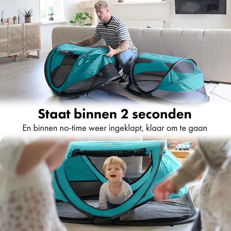 Deryan Kleinkind-Luxus-Campingbett - Inklusive selbstaufblasbarer Matratze - Ocean