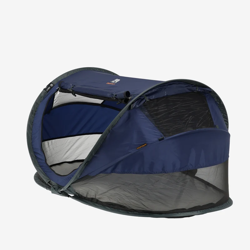 Deryan Luxus-Campingbett für Kleinkinder - Inklusive selbstaufblasbarer Matratze - Navy