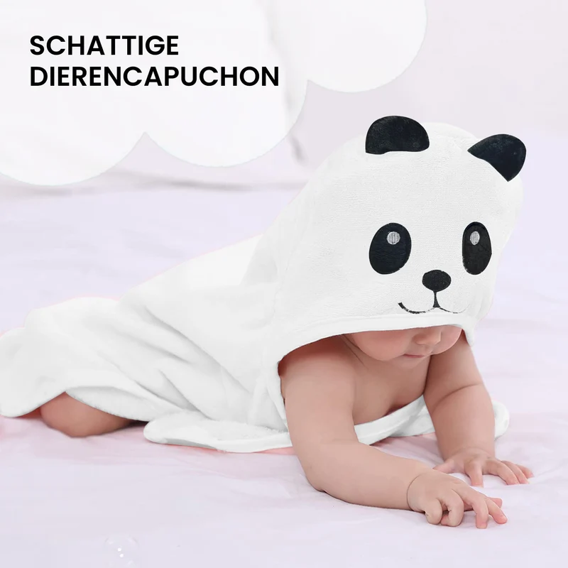 Mooiys Multifunktions-Baby-Fleecedecke mit Kapuze - Wickeldecke - Decke 75x100 cm - Panda