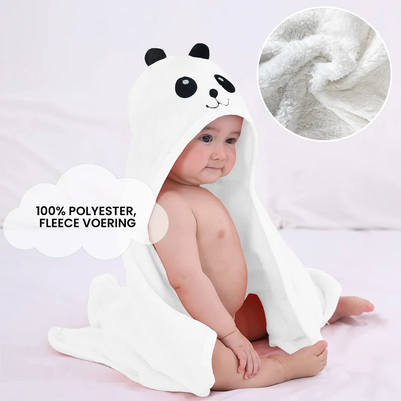 Mooiys Multifunktions-Baby-Fleecedecke mit Kapuze - Wickeldecke - Decke 75x100 cm - Panda