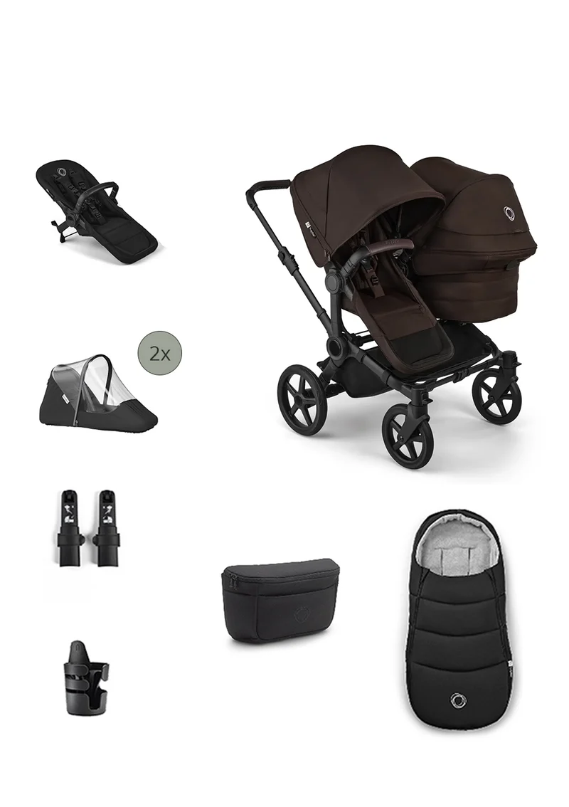 'Donkey 6 Double' Bundle – Unverzichtbares Kinderwagen-Set Cocoa Brown