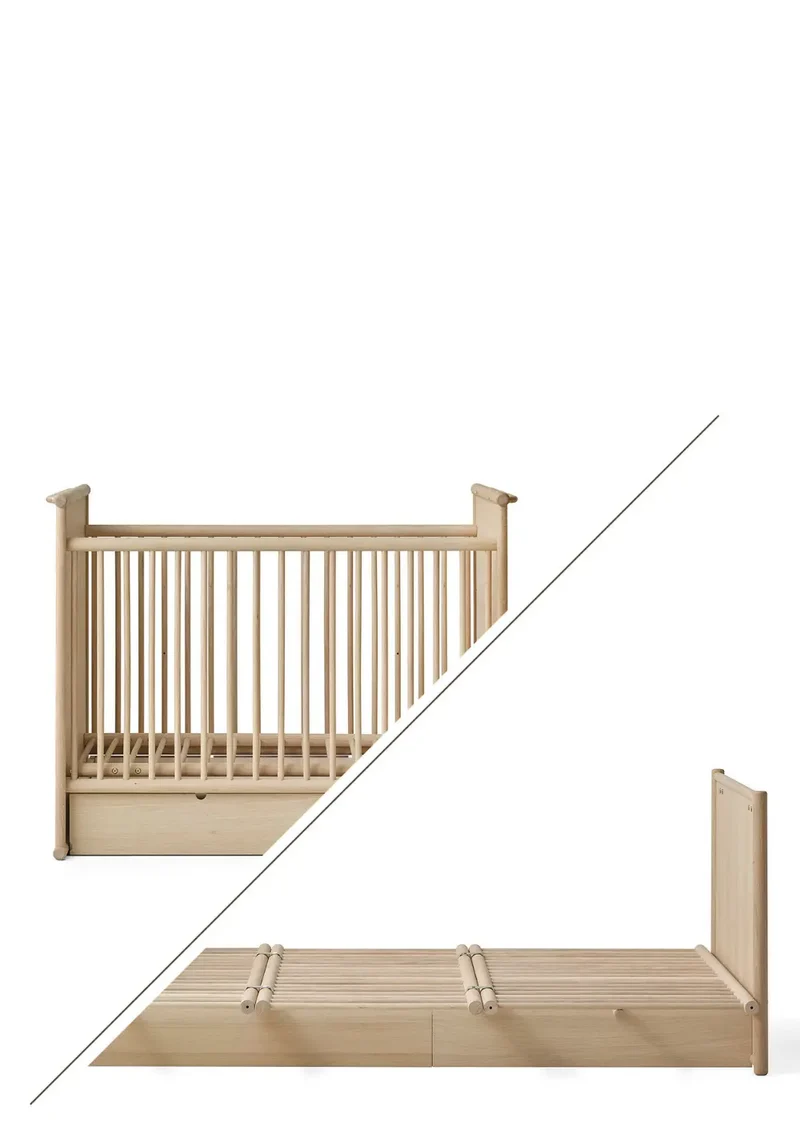 Baby- und Kinderbett 'Camp Novel' Eiche 120 x 60 cm / 200 x 120 cm