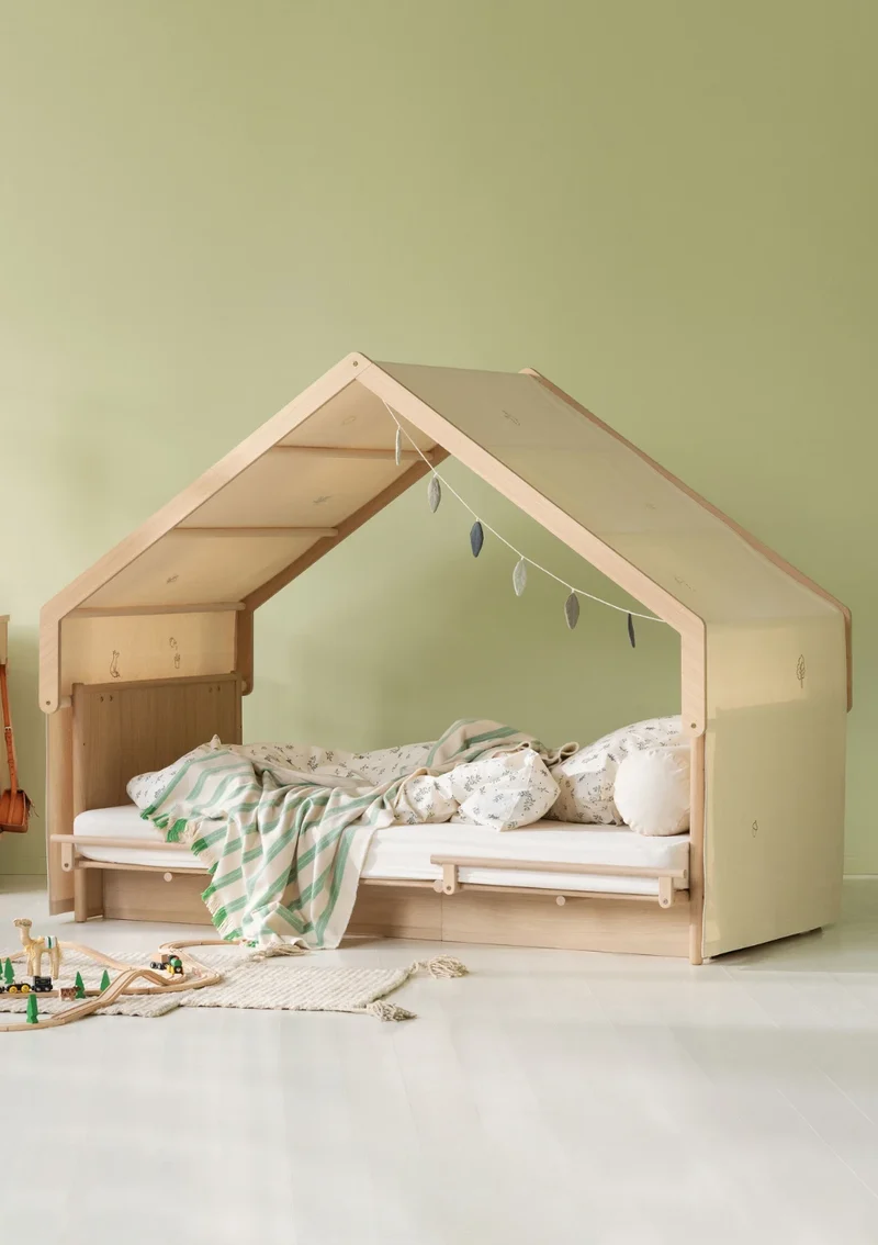 Hausdach für Bett 'Camp Novel' 200 x 120 Eiche