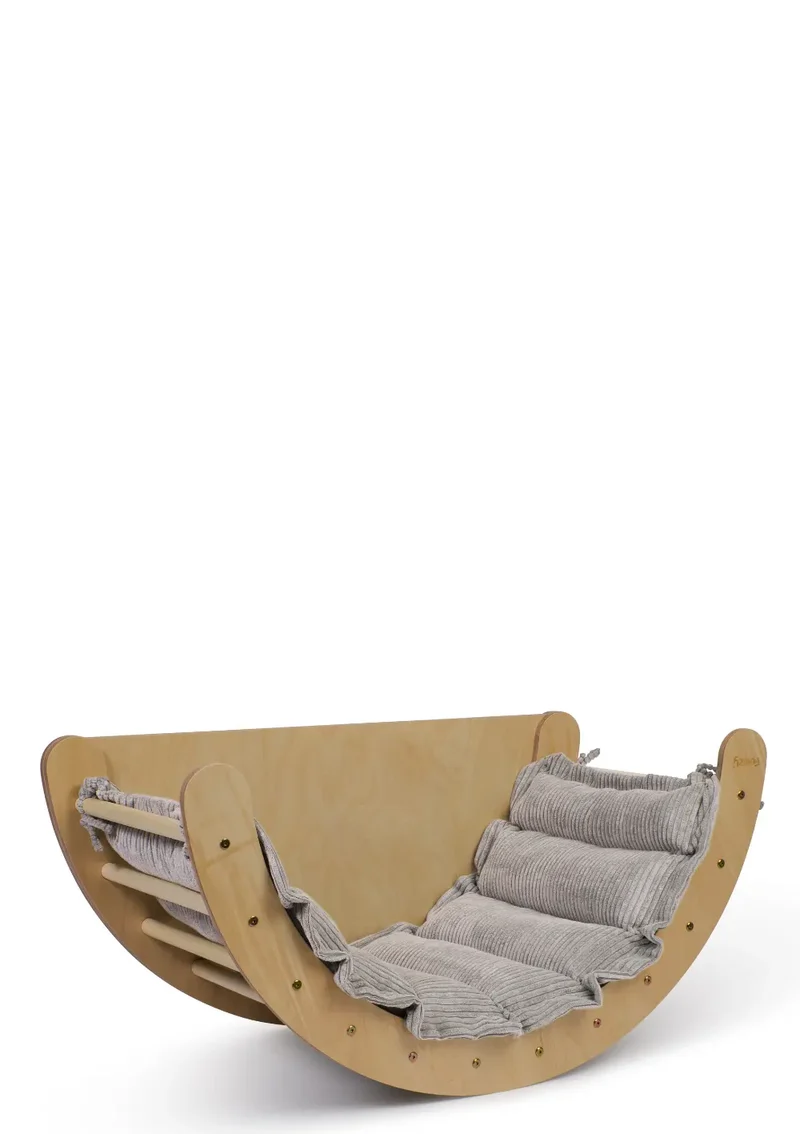 Kletterbogen Birke Natur inkl. Kissen Cord Koala Grau