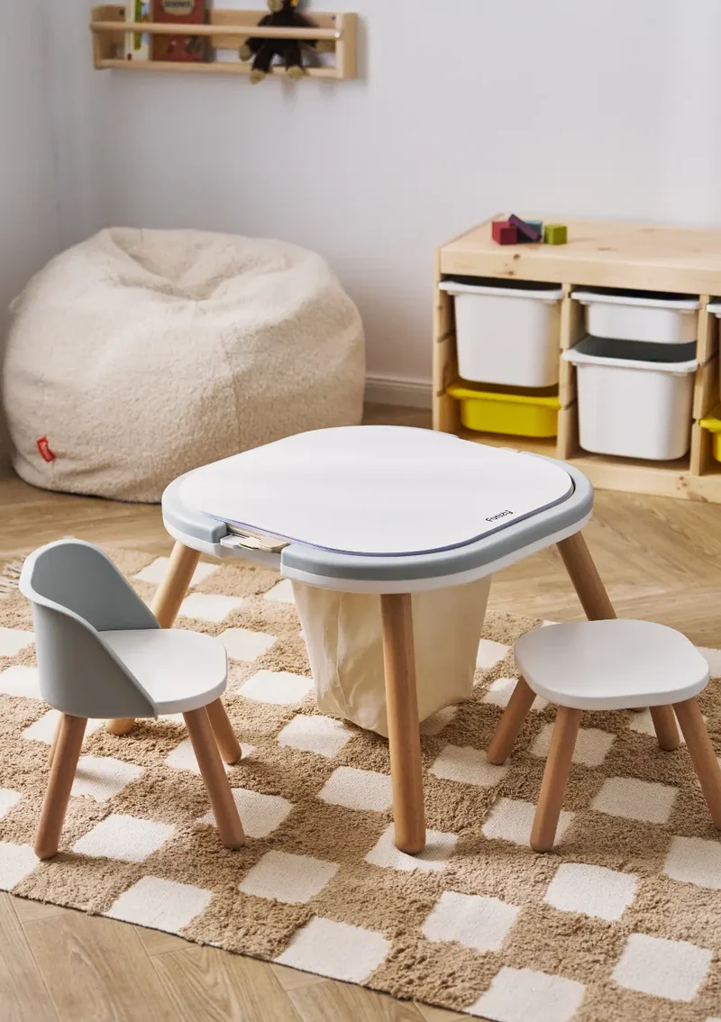 Spieltisch & Stühle Set Graphit Grau