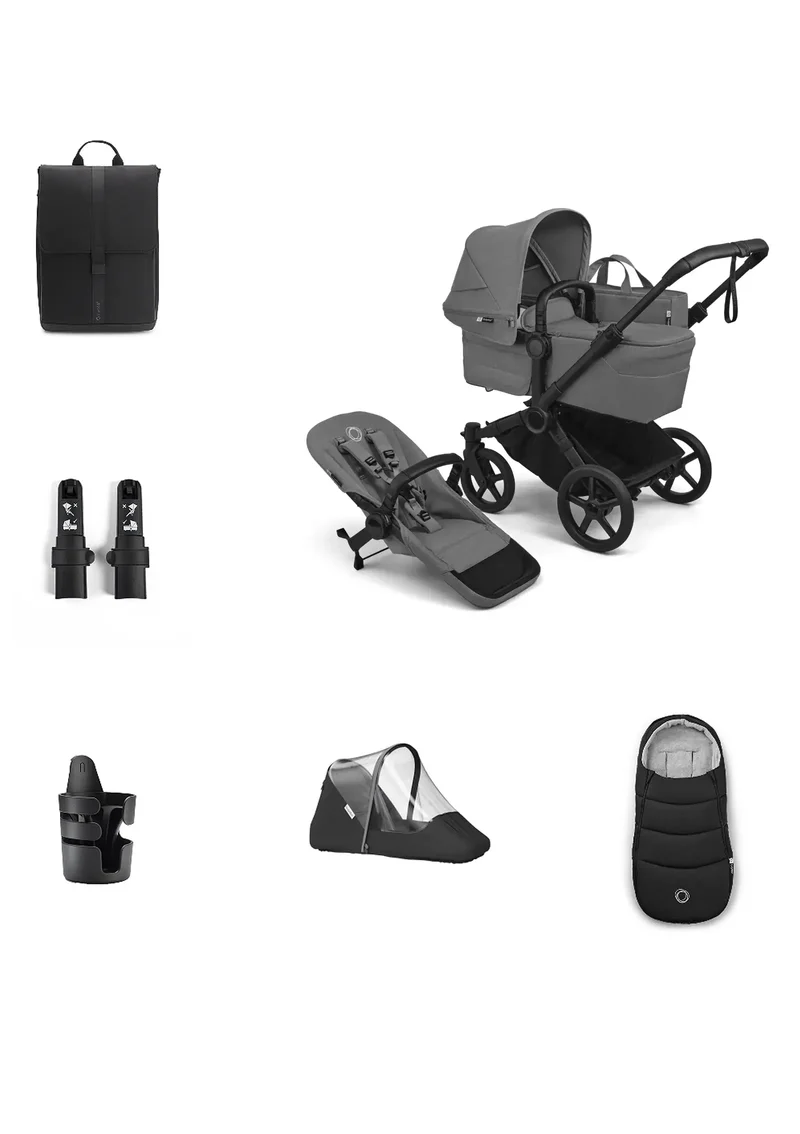 'Donkey 6 Single' Bundle – Unverzichtbares Kinderwagen-Set Moon Grey