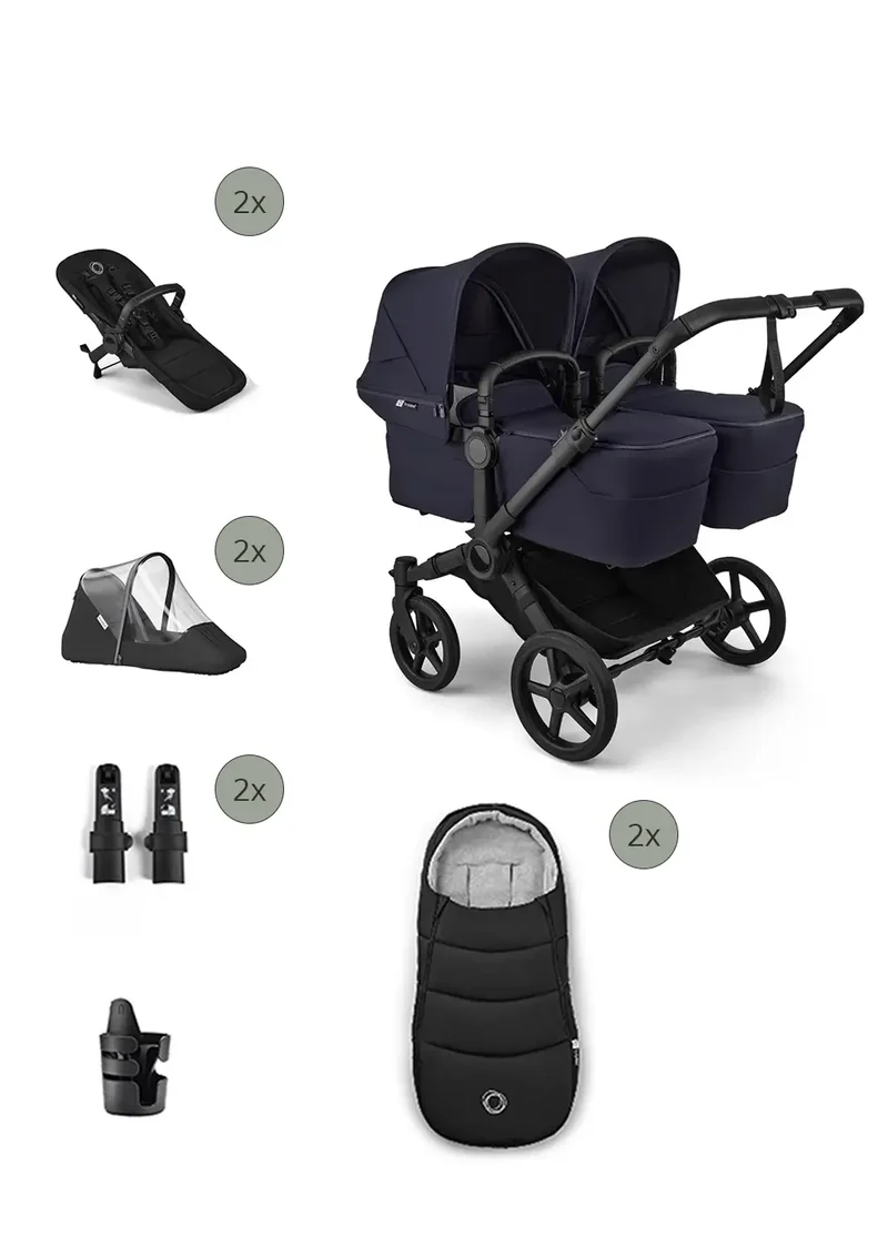 'Donkey 6 Twin' Bundle – Unverzichtbares Kinderwagen-Set Deep Indigo