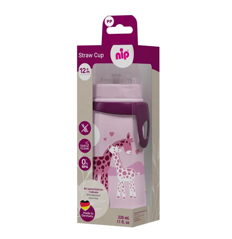 Nip Kinder Trinkflasche Strohhalmbecher Kids Straw Cup 330ml PP