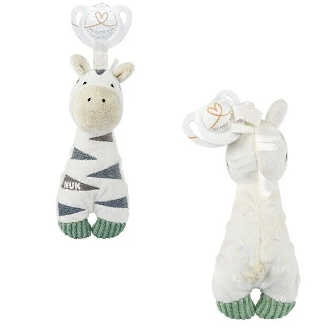 NUK Baby Geschenkset Kuschelschnullerhalter Zebra mit Schnuller