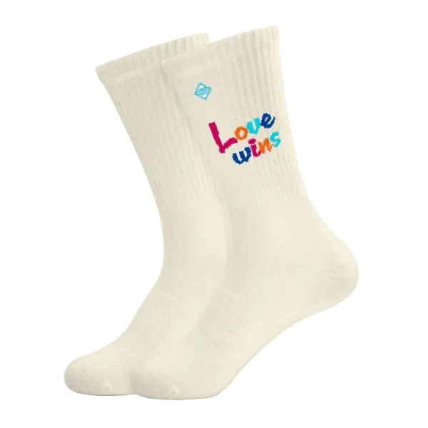 "Love wins" - beige Tennissocken von J. Clay für Frauen und Männer