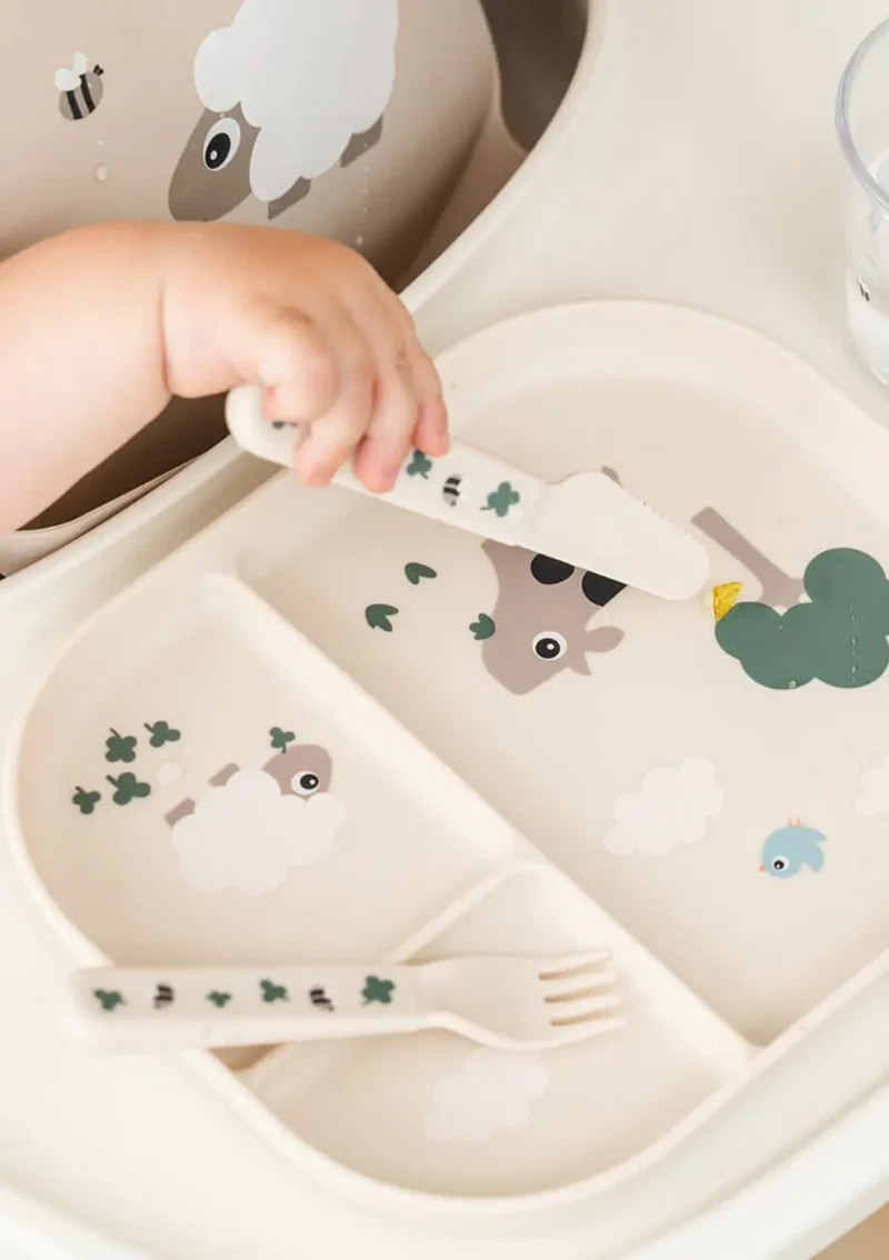 Kinderbesteck-Set 'Foodie' Tiny farm sand