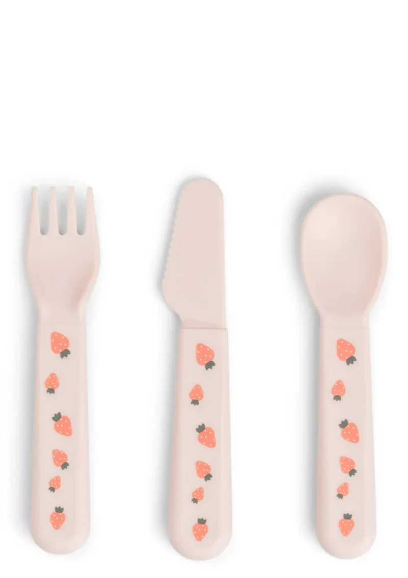 Kinderbesteck-Set 'Foodie' Tiny farm rosa
